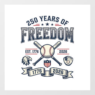 250 Years of Freedom Patriotic Baseball Design_1 Window Cling