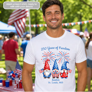 250 Years of Freedom Patriotic Gnomes Mens Shirt