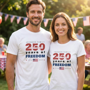 250 Years of Freedom Personalized Family Name T-Shirt