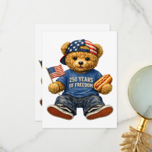 250 Years Of Freedom Teddy Bear  Thank You Card