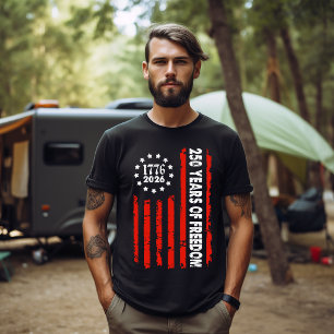 250 Years of Freedom Verticle American Flag  Tri-Blend Shirt