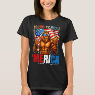 250 Years of Merica 250th USA Flag Sasquatch T-Shirt