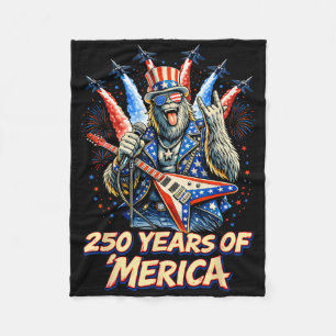 250 Years Of Merica Bigfoot Rock Fighter Jet 4th O Fleece Blanket