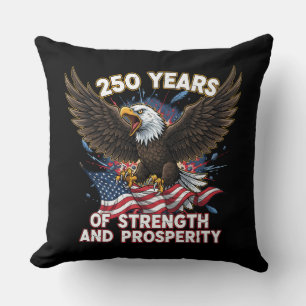 250 Years of Strength Eagle Patriotic Throw Pillow