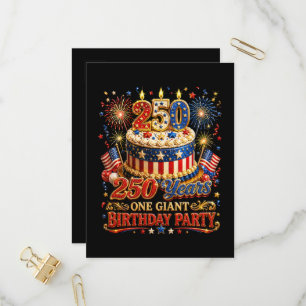 250 Years One Giant Birthday 250 Anniversary USA Invitation Postcard