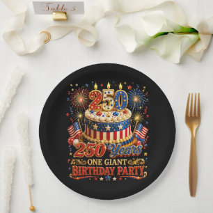 250 years one giant birthday 250 anniversary usa paper plate