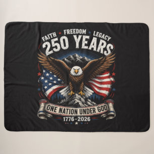 250 Years One Nation Under God Eagle Sherpa Blanket