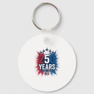 250 Years Patriotic Jets Anniversary Vector Design Keychain