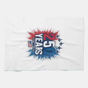 250 Years Patriotic Jets Anniversary Vector Design Kitchen Towel