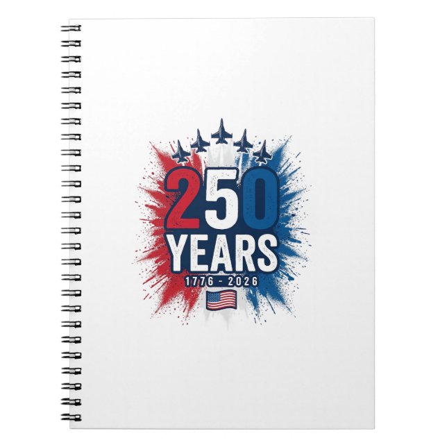 250 Years Patriotic Jets Anniversary Vector Design Notebook (Front)