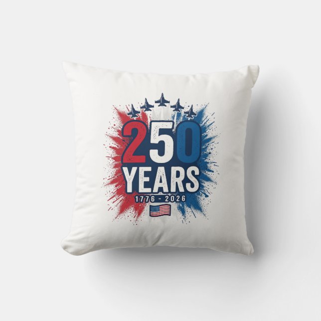 250 Years Patriotic Jets Anniversary Vector Design Throw Pillow (Front)