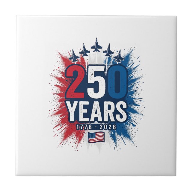 250 Years Patriotic Jets Anniversary Vector Design Tile (Front)