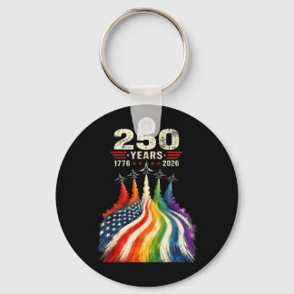 250 Years Patriotic Rainbow Jet Flyover Vintage Keychain