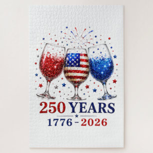 250 Years Patriotic Wine Glass Celebration Jigsaw Puzzle