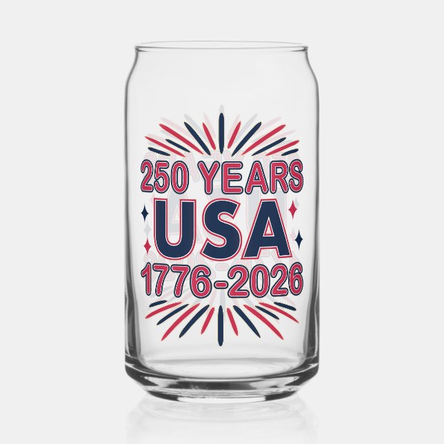 250 Years USA | 1776–2026 Semiquincentennial Can Glass (Front)