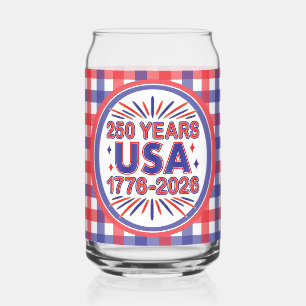 250 Years USA   1776–2026 Semiquincentennial Can Glass