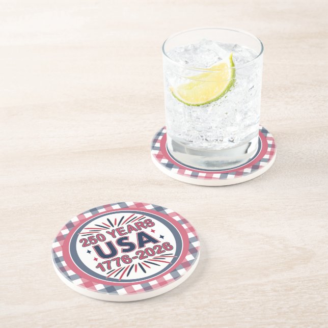 250 Years USA | 1776–2026 Semiquincentennial Coaster (Side)