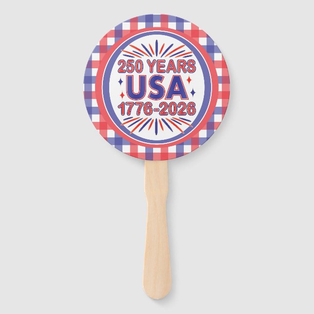 250 Years USA | 1776–2026 Semiquincentennial Hand Fan (Front)