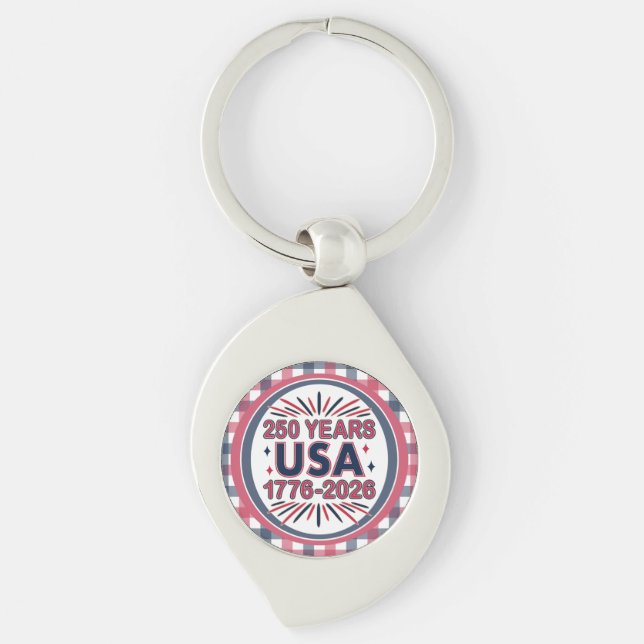 250 Years USA | 1776–2026 Semiquincentennial Keychain (Front)