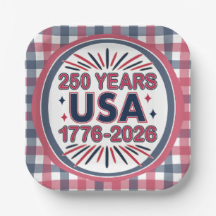 250 Years USA   1776–2026 Semiquincentennial Paper Plate