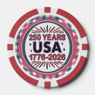 250 Years USA 1776–2026 Semiquincentennial Poker Chips