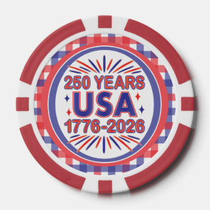 250 Years USA 1776–2026 Semiquincentennial Poker Chips