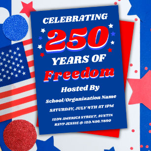 250 Years USA Editable Personalized Patriotic Invitation