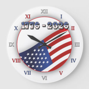 250 Years USA  Freedom 1776-2026 Patriotic  Large Clock