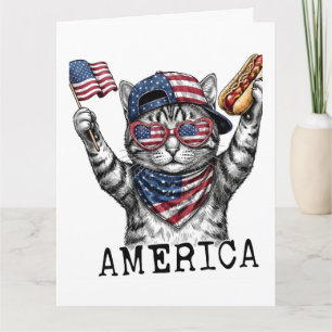 250th America Liberty Free Patriotic Stripes Cat Card