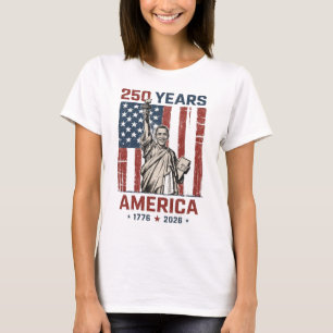 250th America Liberty Statue Obama Patriotic Strip T-Shirt