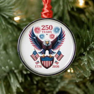 250th anniversary 250 years usa 1776 metal ornament