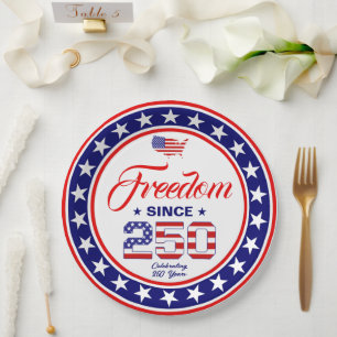 250th Anniversary 4th of July American Flag Paper Plate