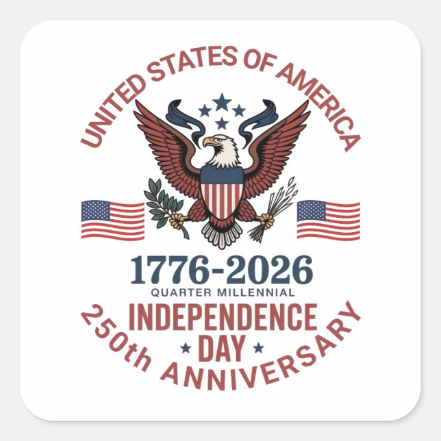 250th Anniversary 4th of July – Vintage Patriotic  Square Sticker (Front)
