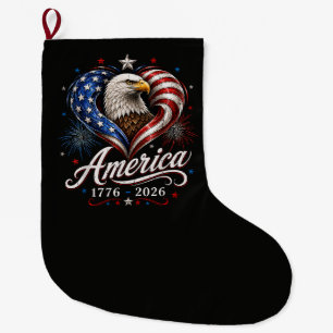 250th Anniversary America Flag Eagle 250 Years Large Christmas Stocking