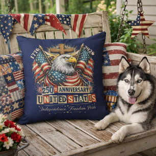 250th Anniversary Eagle Cross Patriotic American Outdoor Pillow