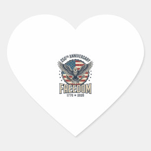 250th Anniversary Freedom Eagle Patriotic Vintage Heart Sticker