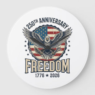 250th Anniversary Freedom Eagle Patriotic Vintage  Large Clock