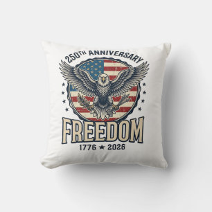250th Anniversary Freedom Eagle Patriotic Vintage  Throw Pillow