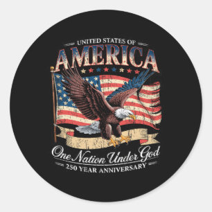 250th Anniversary Of Aamerica Usa Nation Under God Classic Round Sticker