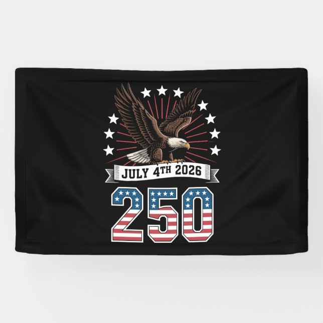 250th Anniversary Patriotic 4th Of July 1776 2026 Banner (Horizontal)