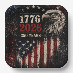 250th Anniversary Patriotic Eagle & Fireworks Paper Plate