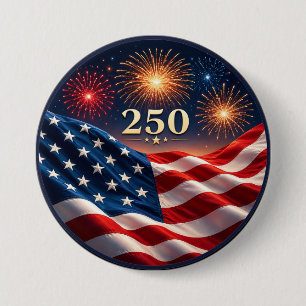 250th Anniversary Patriotic Fireworks Flag Party 3 Inch Round Button