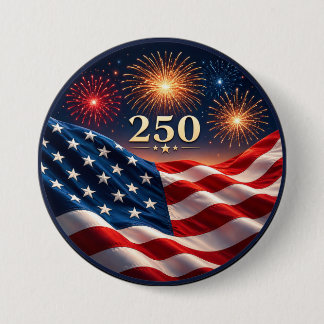 250th Anniversary Patriotic Fireworks Flag Party 3 Inch Round Button
