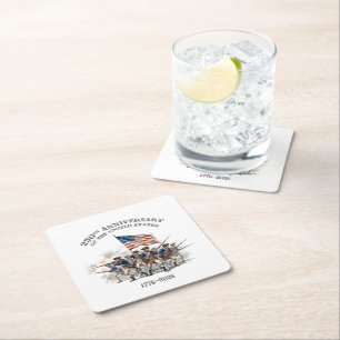 250th Anniversary Revolutionary Soldiers 1776-2026 Square Paper Coaster