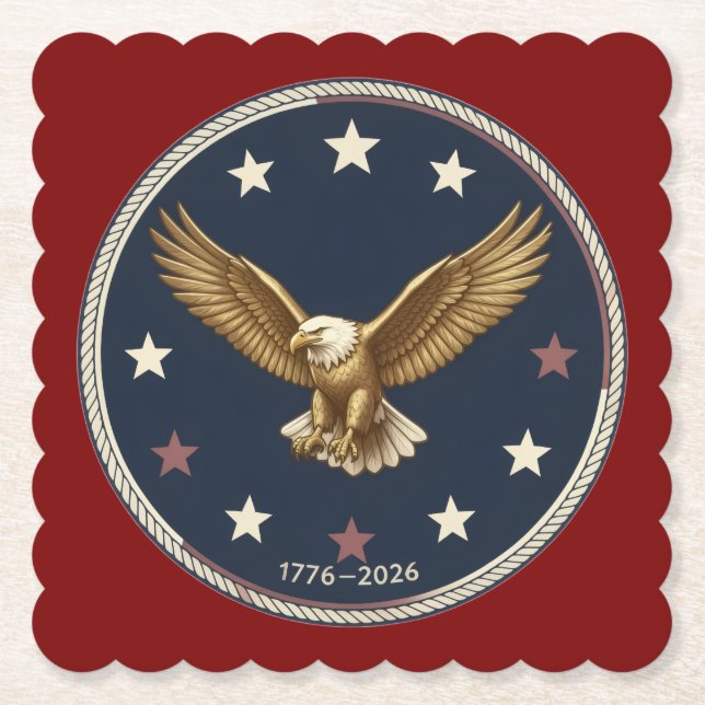250th Anniversary Square Scalloped Paper Coast Coaster (Front)