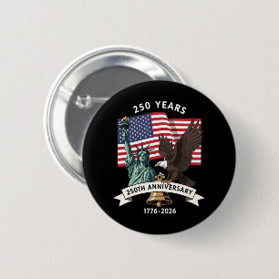 250th Anniversary Statue of Liberty Eagle Flag 2 Inch Round Button