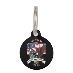 250th Anniversary Statue of Liberty Eagle Flag Pet Tag