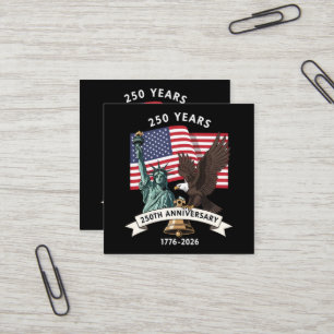 250th Anniversary Statue of Liberty Eagle Flag Square Business Card