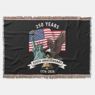 250th Anniversary Statue of Liberty Eagle Flag Throw Blanket