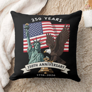 250th Anniversary Statue of Liberty Eagle Flag Throw Pillow
